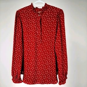 LOFT Women's Bohemian Red Blouse sizeL